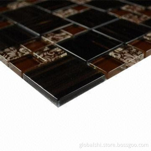 Crystal Glass Mosaic Tiles with Brown Mix Color, 300 x 300mm, 23 x 23mm Unite Size